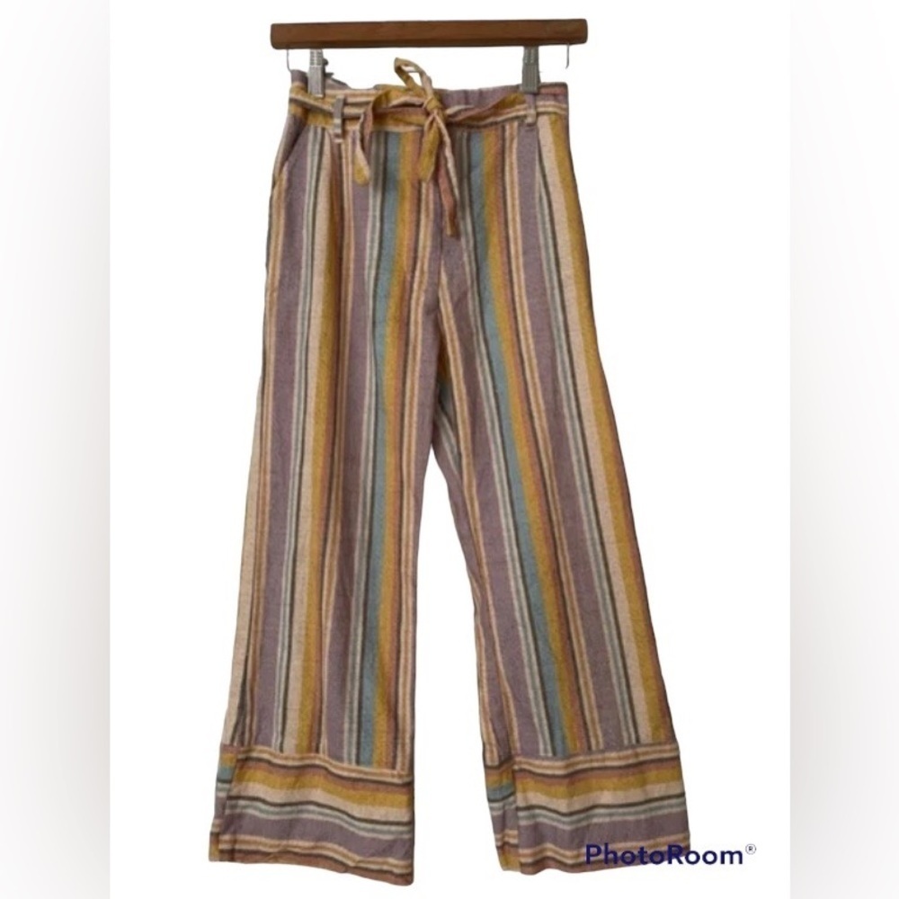 ELLEJAY | REVOLVE Linen Blend Bold Striped Pants w/ Belt Women's  size S - Picture 3 of 6